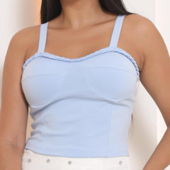 Cropped Feminino com Bojo em Crepe de Malha Toque Macio - Flor de caJú