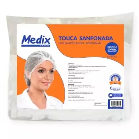 Touca Descartavel Sanfonada C/Elastico 100Un