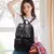 Mochila feminina de couro, bolsa escolar clássica preta