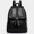 Mochila feminina de couro, bolsa escolar clássica preta na internet