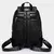Imagem do Mochila feminina de couro, bolsa escolar clássica preta