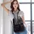 Mochila feminina de couro, bolsa escolar clássica preta na internet