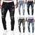 Moda estilo de rua jeans rasgados magros homens vintage lavagem sólida denim ca - MAVEN