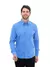 Camisa Social Masculina Premium Tipo Linho Azul