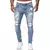 Moda estilo de rua jeans rasgados magros homens vintage lavagem sólida denim ca na internet