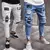 Calça jeans rasgada estilo jogador - comprar online