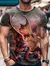 Camiseta vintage grande com estampa 3D masculina, Dragon Graphics, Moda de rua,