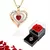 Luxo vermelho zircão pingente colares com rosa flor caixa de presente para namo
