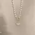 Imitação branca Pérola Bead Colar Mulheres Cristal Pedra Coração Pingente C na internet
