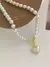 Imitação branca Pérola Bead Colar Mulheres Cristal Pedra Coração Pingente C