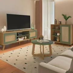 Sala de Estar Completa Rack para TV até 60 Polegadas Buffet e Mesa de Centro Memphis