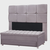 Kit Cabeceira Calçadeira Mila e Munique 160 cm Casal Queen Size Veludo Rose