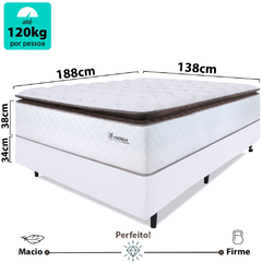 Cama Box Casal Colchão Molas Ensacadas com Pillow Top Extra Conforto 138x188x72cm - Premium Sleep na internet