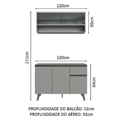 Armário De Cozinha 120cm Cinza Nice 01 Cinza - comprar online
