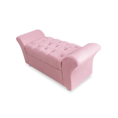 Cabeceira Geovana e Calçadeira Veneza Baú Solteiro 90cm Suede Rosa Bebe - na internet