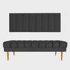 Kit Cabeceira Painel Solteiro + Banco Calçadeira Estofado Jade 90cm Suede Preto -
