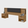 Cabeceira Casal / Queen 160cm 2 Mesas de Cabeceiras com LED Calitan