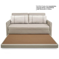 Sofá-Cama Casal 2 Lugares Herval Aurora, Linho Bege Areia, 146 cm