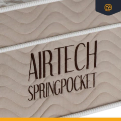 Cama Box Casal + Colchão de Molas Ensacadas Ortobom Airtech Bege 138cm - Suporta até 150 Kg Por Pessoa - comprar online