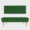 Kit Cabeceira Painel Solteiro + Banco Calçadeira Estofado Jade 90cm Suede Verde -
