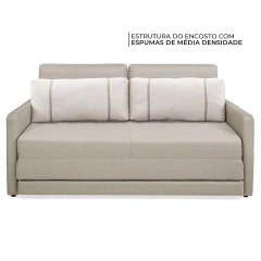 Sofá-Cama Casal 2 Lugares Herval Aurora, Linho Bege Areia, 146 cm - loja online