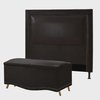 Kit Cabeceira Calçadeira New York e Holanda 160 cm Casal Queen Size Material Sintético Marrom Escuro