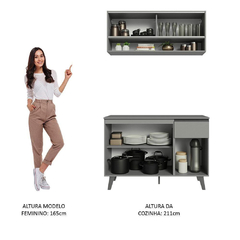 Armário De Cozinha 120cm Cinza Nice 01 Cinza - Mb Outlet Moveis