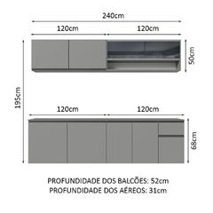 Armário De Cozinha Completa Suspenso 240Cm Cinza na internet