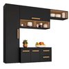 Armário de Cozinha Completa Suspenso com Balcão 4 Portas 2 Gavetas Smart Atacama/Preto
