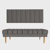 Kit Cabeceira Painel Solteiro + Banco Calçadeira Estofado Jade 90cm Suede Cinza -