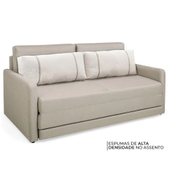Sofá-Cama Casal 2 Lugares Herval Aurora, Linho Bege Areia, 146 cm - comprar online