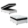 Cama Box Baú + Colchão D33 One Face - 61cm de altura - Couro Branco - Vários Tamanhos -