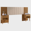 Cabeceira Para Cama Box de Casal e Queen Extensível com Mesa de Cabeceira e Capitonê Camaru - Zara