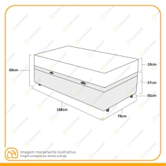 Cama Box Baú + Colchão de Solteiro Ortobom D45 Iso 150 78x188x60cm - loja online