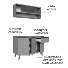Armário De Cozinha 120cm Cinza Nice 01 Cinza na internet