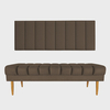 Kit Cabeceira Painel Solteiro + Banco Calçadeira Estofado Jade 90cm Suede Marrom -