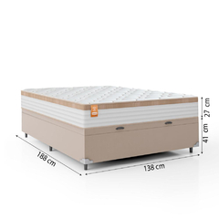 Cama Box Baú Casal Colchão Molas Ensacadas Real 138x188x68cm Branco / Bege - Suporta até 130Kg na internet