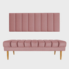 Kit Cabeceira Painel Solteiro + Banco Calçadeira Estofado Jade 90cm Suede Rose