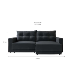Sofá 3 Lugares Retrátil Lubeck Suede Grafite