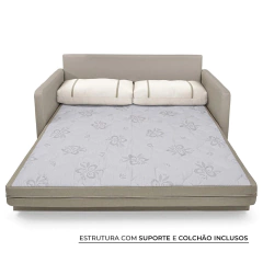 Imagem do Sofá-Cama Casal 2 Lugares Herval Aurora, Linho Bege Areia, 146 cm