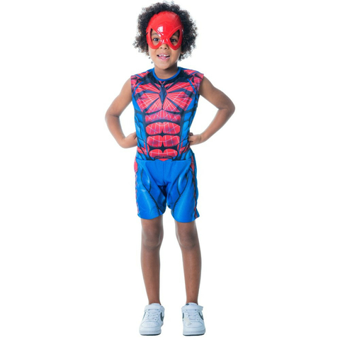 Kit Fantasia Infantil Homem Aranha com Mascara - P