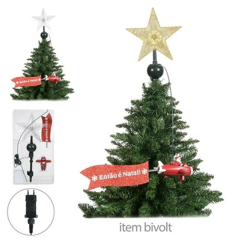 PONTEIRA ANIMADA NATAL AVIAO COM LED COM MOVIMENTO COLORIDO 22X8X51CM REF:48990001