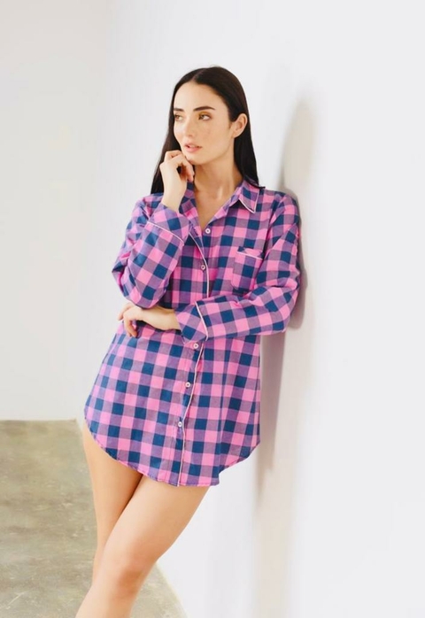 Camisa Baez Verano Rosa Y Marino