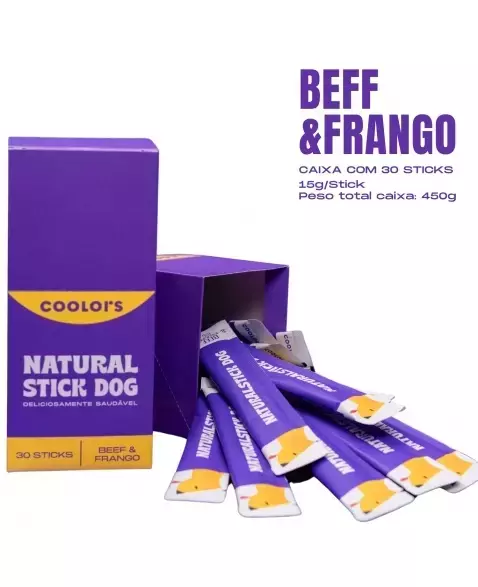 Coolors Stick Natural para Cães – Sabor Carne & Frango – 15G