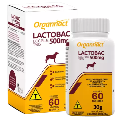 Lactobac Dog Plus 60 Tabs 30g Suplemento Cães Organnact