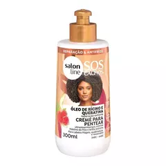 Sos Creme Pentear Condicionador Oleo De Ricino E Queratina 300Ml Salon Line
