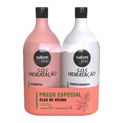 Sos Hidratacao Kit Shampoo+Condicionador Oleo De Ricino 1L Salon Line