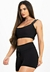 Conjunto Fitness Short Cintura Alta com Cardaço Fake + Cropped Preto Alça Dupla - comprar online