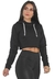 Cropped Moletom Feminino Preto com Capuz