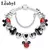 Cristal preto disney dos desenhos animados mickey frisado pulseiras cor prata co